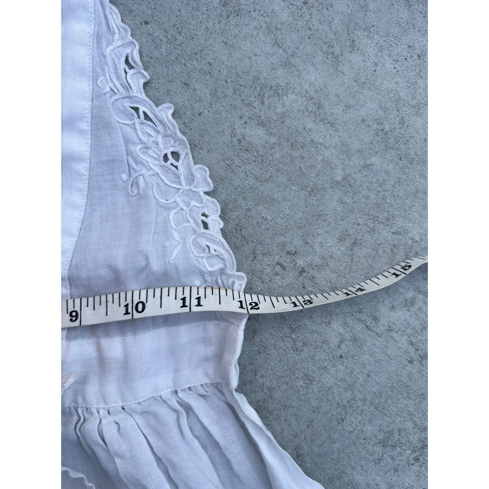 Kids Vintage White Apron Embroidered Cotton Ruffle Pinafore Dress Up Little Girl